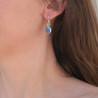 Boucles d'oreilles ovales argent lisse et pierre Calcédoine
