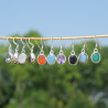 Boucles d'oreilles ovales argent lisse et pierre Calcédoine