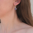 Boucles d'oreilles ovales argent lisse et pierre Améthyste Boucles d'oreilles ovales argent lisse et pierre Améthyste