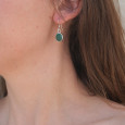 Boucles d'oreilles ovales argent lisse et pierre Agate verte