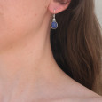 Boucles d'oreilles ovales argent lisse et pierre Lapis lazuli Boucles d'oreilles ovales argent lisse et pierre Lapis lazuli