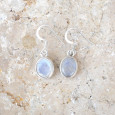 Boucles d'oreilles ovales argent lisse et Pierre de lune irisée Boucles d'oreilles ovales argent lisse et Pierre de lune irisée