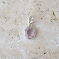 Pendentif ovale argent lisse et pierre Quartz rose