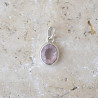 Pendentif ovale argent lisse et pierre Quartz rose