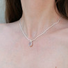 Pendentif ovale argent lisse et pierre Quartz rose