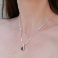 Pendentif ovale argent lisse et pierre Labradorite Pendentif ovale argent lisse et pierre Labradorite