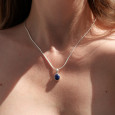 Pendentif ovale argent lisse et pierre Lapis lazuli Pendentif ovale argent lisse et pierre Lapis lazuli