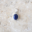 Pendentif ovale argent lisse et pierre Lapis lazuli Pendentif ovale argent lisse et pierre Lapis lazuli