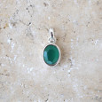 Pendentif ovale argent lisse et pierre Agate verte