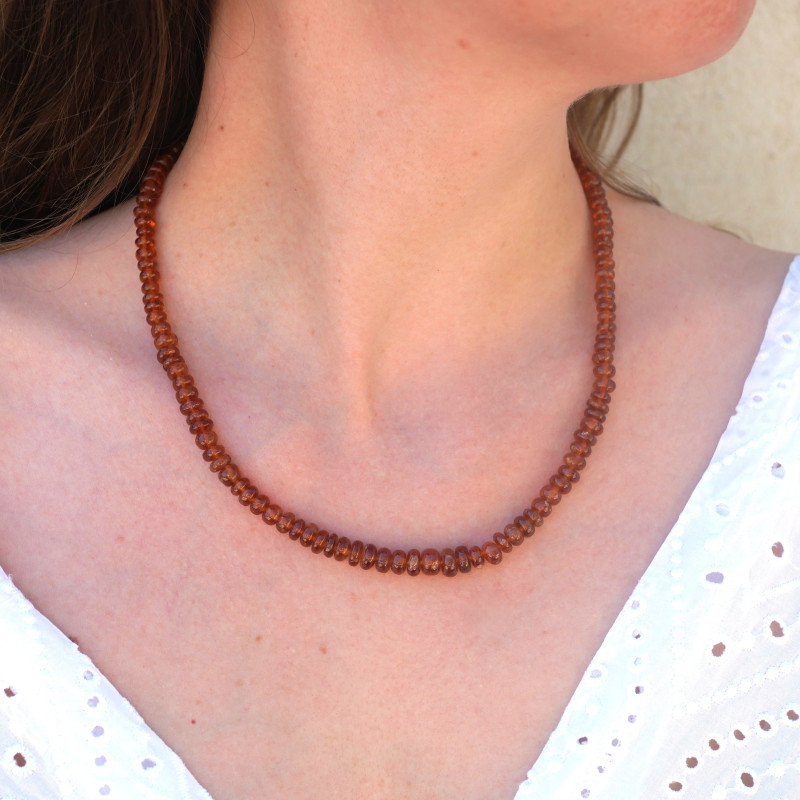 Collier pierres cascade en Grenat Hessonite