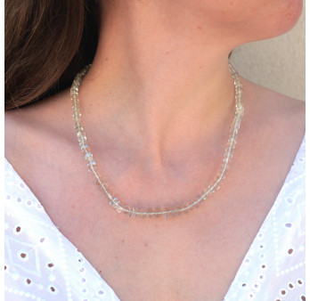 Collier pierres cascade en Prasiolite