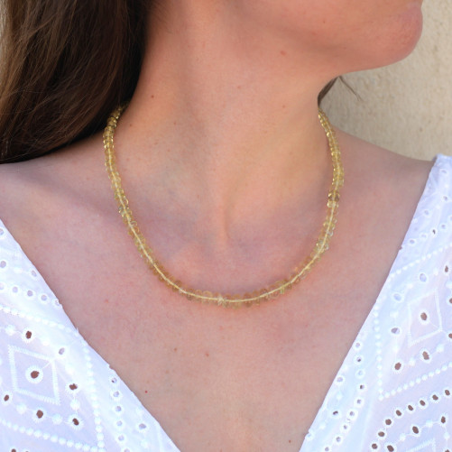 Collier pierres cascade en Quartz lemon