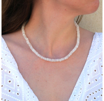 Collier pierres roues lisses en Pierre de lune