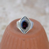 Anneau pointes argent et pierre Grenat T53/56