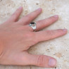 Anneau pointes argent et pierre Grenat T53/56