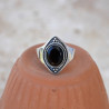 Anneau pointes argent et pierre Onyx noir T60