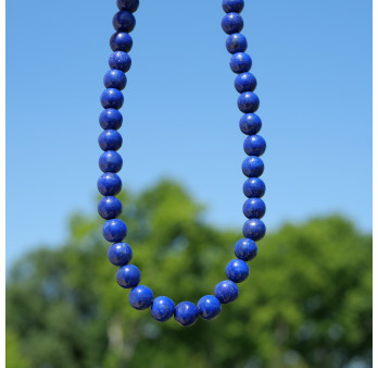Collier boules Homme pierres Lapis lazuli