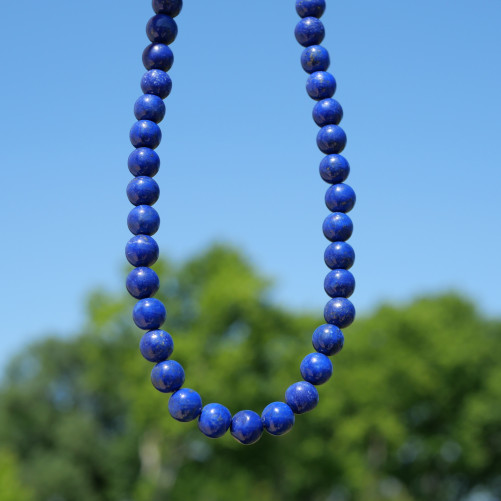 Collier boules Homme pierres Lapis lazuli
