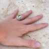 Bague en argent ciselé et pierre ovale Citrine T53