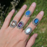 Bague en argent ciselé et pierre ovale Améthyste T56
