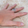 Bague en argent ciselé et pierre ovale Améthyste T56