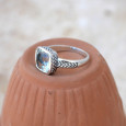 Bague pierre carrée en Prasiolite et argent tressé T60