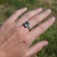 Bague pierre carrée en Prasiolite et argent tressé T60