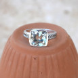 Bague pierre carrée en Prasiolite et argent tressé T60