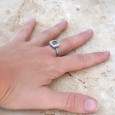 Bague pierre carrée en Prasiolite et argent tressé T60