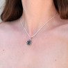 Pendentif fleur 11 pierres facettées en Quartz fumé