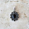 Pendentif fleur 11 pierres facettées en Quartz fumé