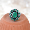 Bague fleur 11 pierres facettées en Agate verte T57