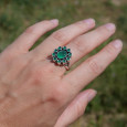 Bague fleur 11 pierres facettées en Agate verte T57 Bague fleur 11 pierres facettées en Agate verte T57