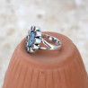 Bague fleur 11 pierres facettées multicolores T52