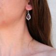 Boucles d'oreilles goutte pierre en Cornaline et argent ajouré