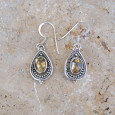 Boucles d'oreilles goutte pierre en Citrine et argent ajouré