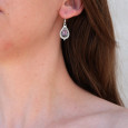 Boucles d'oreilles goutte pierre en Améthyste et argent ajouré