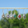 Boucles d'oreilles goutte Pierre de lune et argent ajouré