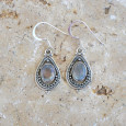 Boucles d'oreilles goutte Pierre de lune et argent ajouré