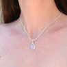Pendentif goutte en argent lisse et pierre facettée en Pierre de lune