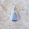 Pendentif goutte en argent lisse et pierre facettée en Pierre de lune