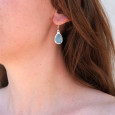 Boucles d'oreilles goutte en argent lisse et pierre facettée en Calcédoine Boucles d'oreilles goutte en argent lisse et pierre facettée en Calcédoine
