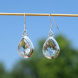 Boucles d'oreilles goutte en argent lisse et pierre facettée en Prasiolite Boucles d'oreilles goutte en argent lisse et pierre facettée en Prasiolite