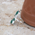Longue bague 4 pierres gouttes facettées en Agate verte et argent T57 Longue bague 4 pierres gouttes facettées en Agate verte et argent T57
