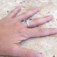 Longue bague 4 pierres gouttes facettées en Agate verte et argent T57 Longue bague 4 pierres gouttes facettées en Agate verte et argent T57