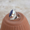 Bague large argent lisse et pierre facettée en Lapis lazuli T50