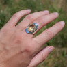 Bague large argent lisse et pierre facettée en Citrine T54