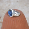 Bague horizontale argent et pierre ovale en Labradorite T54/60