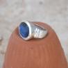 Bague horizontale argent et pierre ovale en Labradorite T54/60