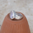 Bague horizontale argent et pierre ovale en Quartz rose T54